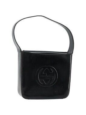 Authentic GUCCI Shoulder Bag Patent leather Black Silver 000 1013 0506